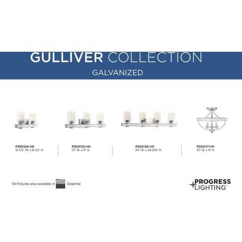 Gulliver 4 Light 15 inch Galvanized Semi-Flush Mount Convertible Ceiling Light